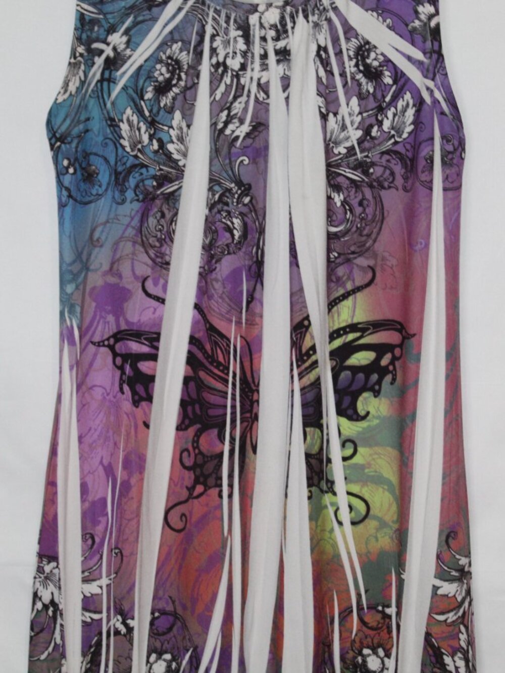 Y2K tattoo print tie dye bubble hem jersey shore colorful club dress L - Picture 4 of 10